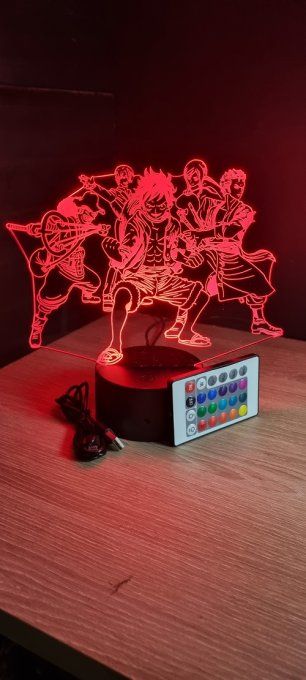 Lampe led 3D Luffy zoro Nami Sanji Usopp, One Piece, manga, illusion
