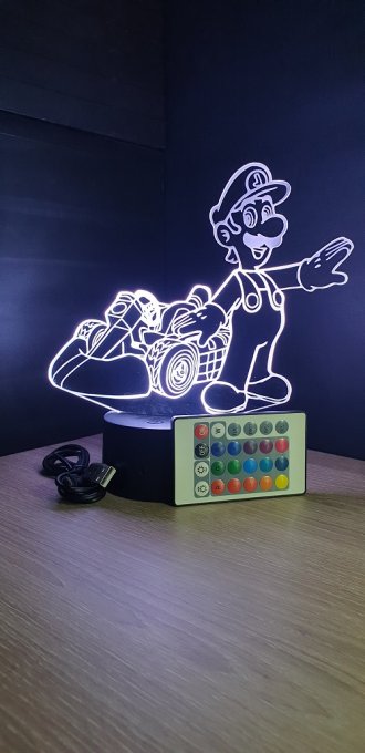 Lampe led 3D Luigi kart, Mario, jeux vidéo, veilleuse, cadeau, illusion, éclairage, déco, chevet