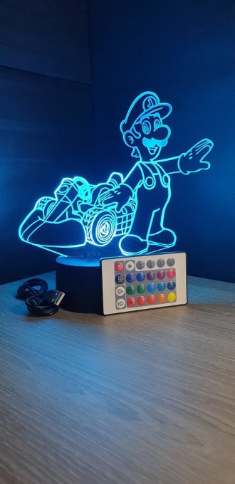 Lampe led 3D Luigi kart, Mario, jeux vidéo, veilleuse, cadeau, illusion, éclairage, déco, chevet