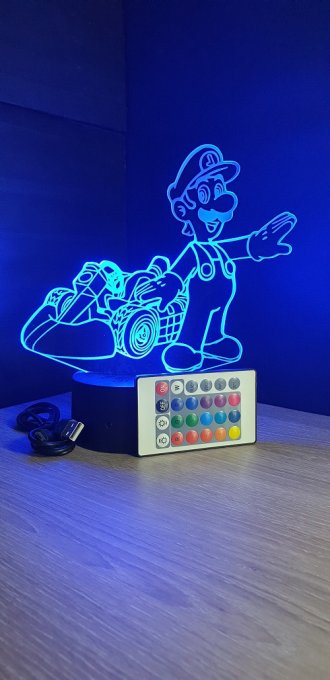 Lampe led 3D Luigi kart, Mario, jeux vidéo, veilleuse, cadeau, illusion, éclairage, déco, chevet