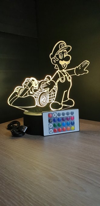 Lampe led 3D Luigi kart, Mario, jeux vidéo, veilleuse, cadeau, illusion, éclairage, déco, chevet
