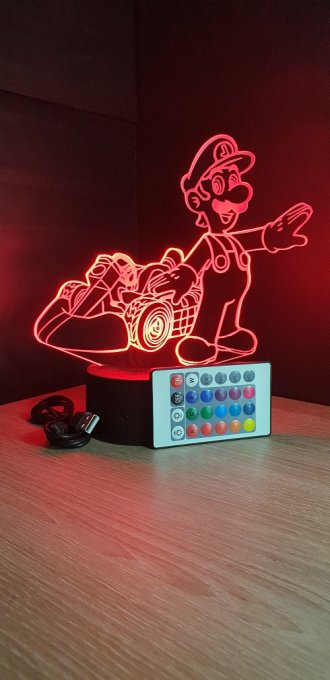 Lampe led 3D Luigi kart, Mario, jeux vidéo, veilleuse, cadeau, illusion, éclairage, déco, chevet
