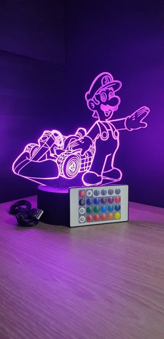 Lampe led 3D Luigi kart, Mario, jeux vidéo, veilleuse, cadeau, illusion, éclairage, déco, chevet