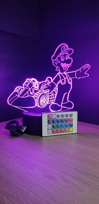 Lampe led 3D Luigi kart, Mario, jeux vidéo, veilleuse, cadeau, déco