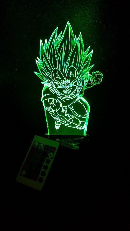 Lampe led 3d Majin Vegeta, Dragon Ball, manga, veilleuse, dessin animé, déco, illusion, chevet
