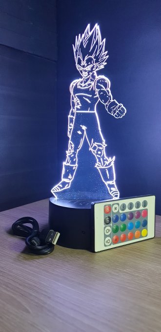 Lampe led 3D Majin Vegeta, Dragon Ball, manga, veilleuse, idée cadeau, dessin animé, déco, illusion