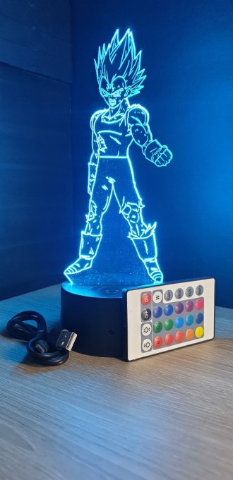 Lampe led 3D Majin Vegeta, Dragon Ball, manga, veilleuse, idée cadeau, dessin animé, déco, illusion