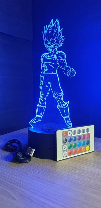 Lampe led 3D Majin Vegeta, Dragon Ball, manga, veilleuse, idée cadeau, dessin animé, déco, illusion