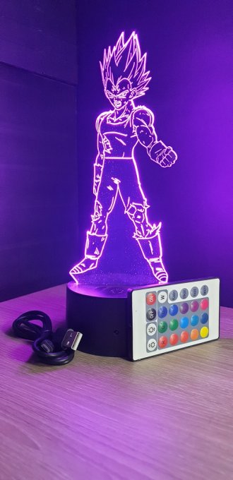 Lampe led 3D Majin Vegeta, Dragon Ball, manga, veilleuse, idée cadeau, dessin animé, déco, illusion
