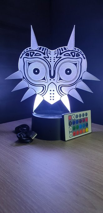 Lampe led 3D Majora Mask Zelda, console, jeux vidéo, veilleuse, geek