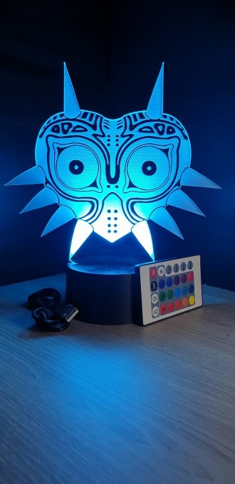 Lampe led 3D Majora Mask Zelda, console, jeux vidéo, veilleuse, geek