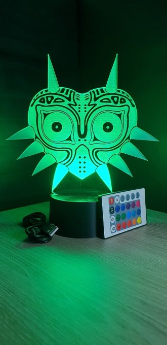 Lampe led 3D Majora Mask Zelda, console, jeux vidéo, veilleuse, geek