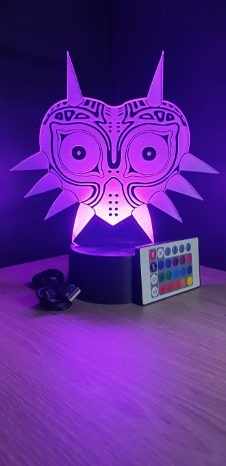 Lampe led 3D Majora Mask Zelda, console, jeux vidéo, veilleuse, geek