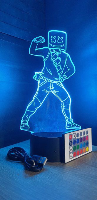 Lampe led 3D Marshmallow, veilleuse, idée cadeau, jeux vidéo, geek, déco, illusion, chevet