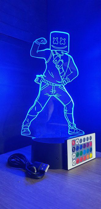 Lampe led 3D Marshmallow, veilleuse, idée cadeau, jeux vidéo, geek, déco, illusion, chevet