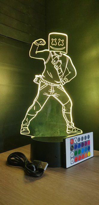 Lampe led 3D Marshmallow, veilleuse, idée cadeau, jeux vidéo, geek, déco, illusion, chevet