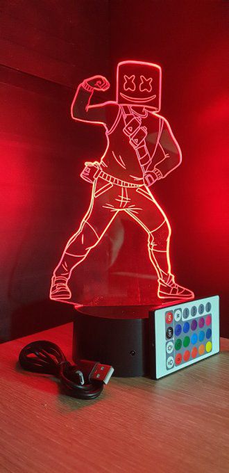 Lampe led 3D Marshmallow, veilleuse, idée cadeau, jeux vidéo, geek, déco, illusion, chevet