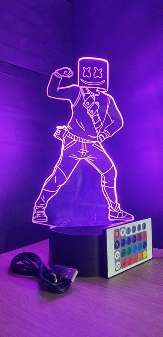 Lampe led 3D Marshmallow, veilleuse, idée cadeau, jeux vidéo, geek, déco, illusion, chevet