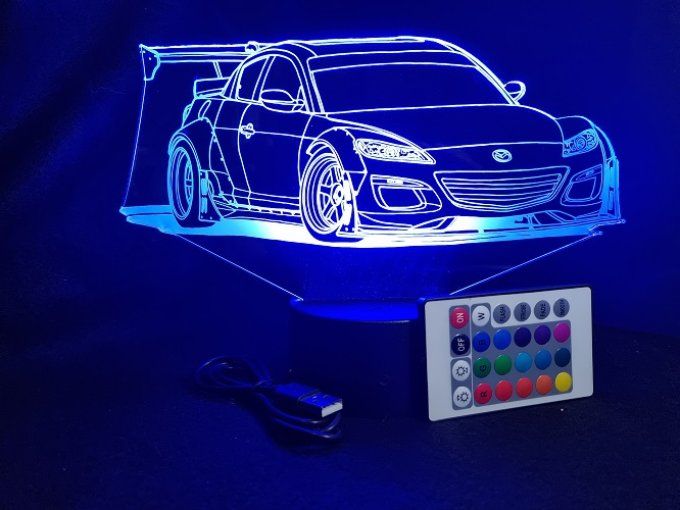 Lampe led 3D Mazda RX8, voiture, veilleuse, chevet, cadeau, déco