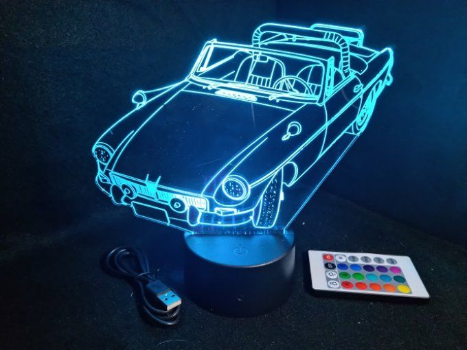 Lampe led 3D MG B cabriolé, voiture, veilleuse, chevet, cadeau