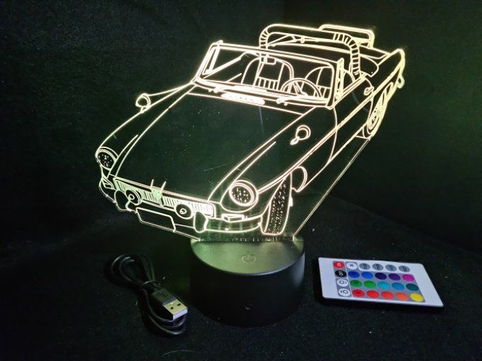 Lampe led 3D MG B cabriolé, voiture, veilleuse, chevet, cadeau