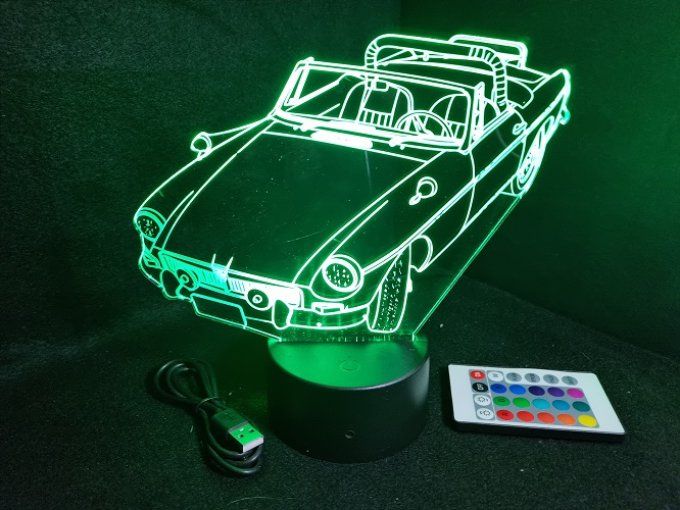 Lampe led 3D MG B cabriolé, voiture, veilleuse, chevet, cadeau