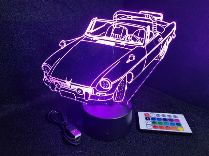 Lampe led 3D MG B cabriolé, voiture, veilleuse, chevet, cadeau