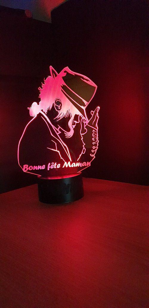 Lampe led 3D Michael Jackson, veilleuse, chevet, néon, idée cadeau, déco, illusion, bureau