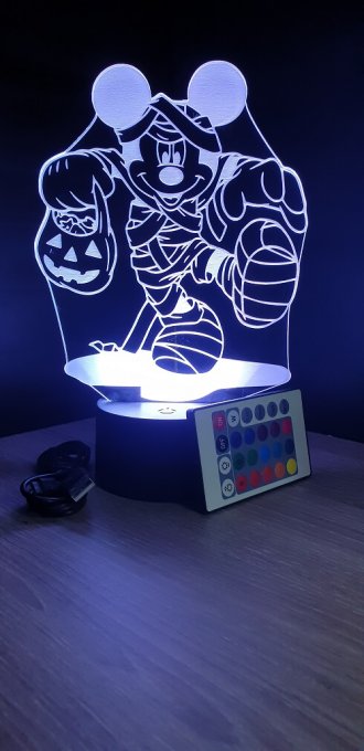 Lampe led 3D Mickey momie, veilleuse, chevet, néon, idée cadeau, déco, illusion, bureau, lumière