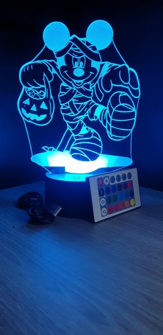 Lampe led 3D Mickey momie, veilleuse, chevet, néon, idée cadeau, déco, illusion, bureau, lumière