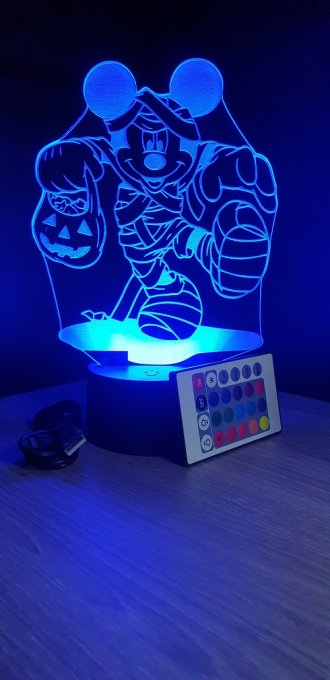 Lampe led 3D Mickey momie, veilleuse, chevet, néon, idée cadeau, déco, illusion, bureau, lumière