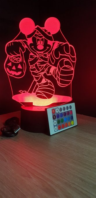 Lampe led 3D Mickey momie, veilleuse, chevet, néon, idée cadeau, déco, illusion, bureau, lumière