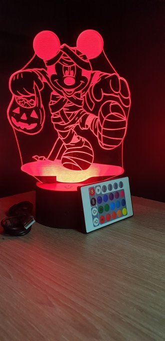 Lampe led 3D Mickey momie, veilleuse, chevet, néon, déco