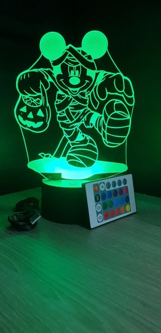 Lampe led 3D Mickey momie, veilleuse, chevet, néon, idée cadeau, déco, illusion, bureau, lumière