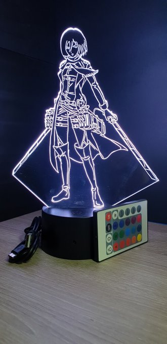 Lampe led 3D Mikasa, Attaque des Titans, manga, veilleuse, animé, SNK