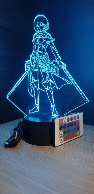 Lampe led 3D Mikasa, Attaque des Titans, manga, veilleuse, animé, SNK