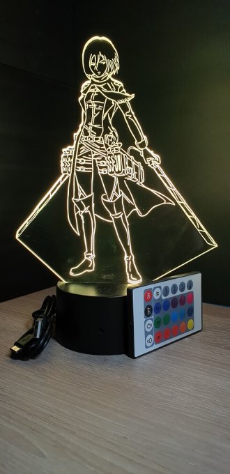 Lampe led 3D Mikasa, Attaque des Titans, manga, veilleuse, animé, SNK