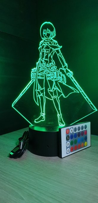 Lampe led 3D Mikasa, Attaque des Titans, manga, veilleuse, animé, SNK