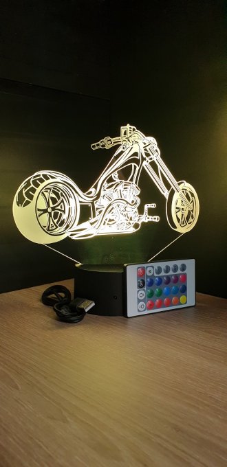 Lampe led 3D Moto Harley Davidson, bikers, veilleuse, chevet, néon