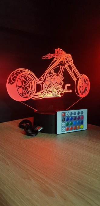 Lampe led 3D Moto Harley Davidson, bikers, veilleuse, chevet, néon