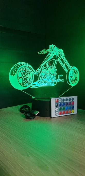 Lampe led 3D Moto Harley Davidson, bikers, veilleuse, chevet, néon