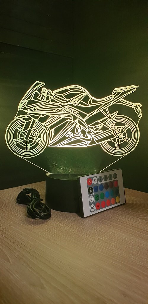 Lampe led 3D Moto sport, Motogp, Moto, veilleuse, chevet, néon, idée cadeau, déco, illusion, bureau