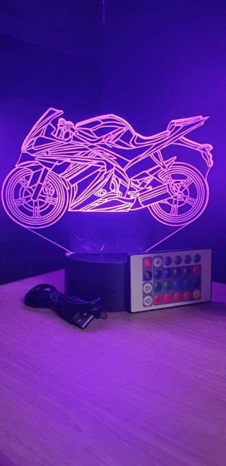 Lampe led 3D Moto sport, Motogp, Moto, veilleuse, chevet, néon, idée cadeau, déco, illusion, bureau
