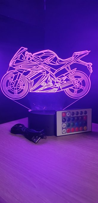 Lampe led 3D Moto sport, Motogp, veilleuse, chevet, néon, illusion