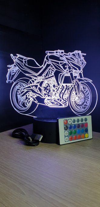 Lampe led 3D MT07, Moto, veilleuse, chevet, néon, idée cadeau, déco, illusion, personnalisable