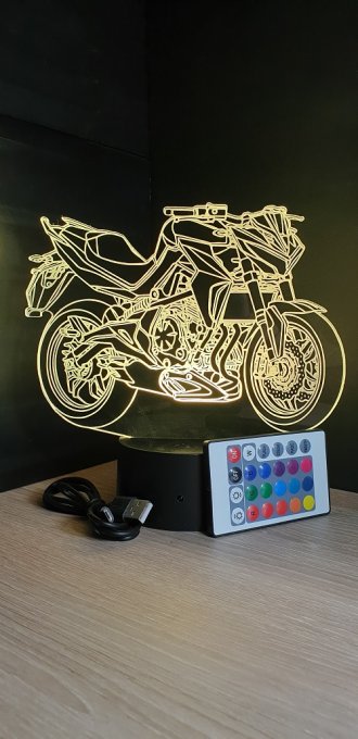 Lampe led 3D MT07, Moto, veilleuse, chevet, néon, idée cadeau, déco, illusion, personnalisable