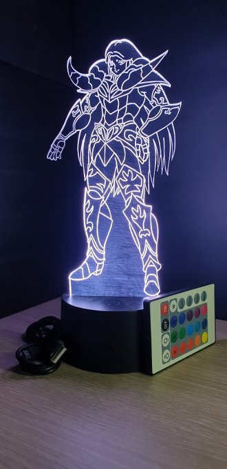 Lampe led 3D Mû, Chevaliers du Zodiaque, illusion, idée cadeau, veilleuse, déco, enfant, chambre