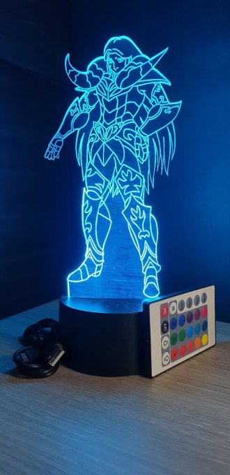 Lampe led 3D Mû, Chevaliers du Zodiaque, illusion, idée cadeau, veilleuse, déco, enfant, chambre