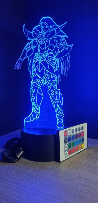 Lampe led 3D Mû, Chevaliers du Zodiaque, illusion, idée cadeau, veilleuse, déco, enfant, chambre