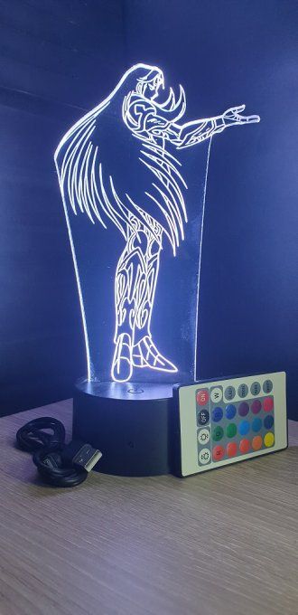 Lampe led 3D Mû, Chevaliers du Zodiaque, illusion, idée cadeau, veilleuse, déco, enfant, chambre
